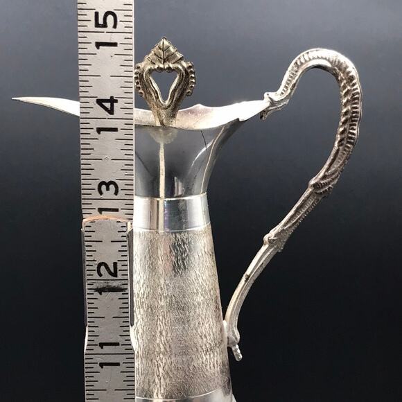 Vintage NORLEANS Wine Claret Decanter Silver Plate Cut Glass Made in Italy - Picture 11 of 13